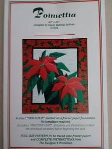 Designer's Workshop Poinsettia Floral Quilt Pattern Sew & Flip Method Christmas - Picture 1 of 2