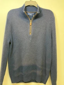 Nwt Vineyard Vines Shep Ian Mens Blue 1/4 Zip Cashmere Sweater Pullover Sz M - Picture 1 of 7
