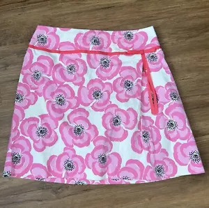BRIGGS NEW YORK Pink Floral Side Zip Skirt Short A-Line Cotton Stretch Size 8 - Picture 1 of 6