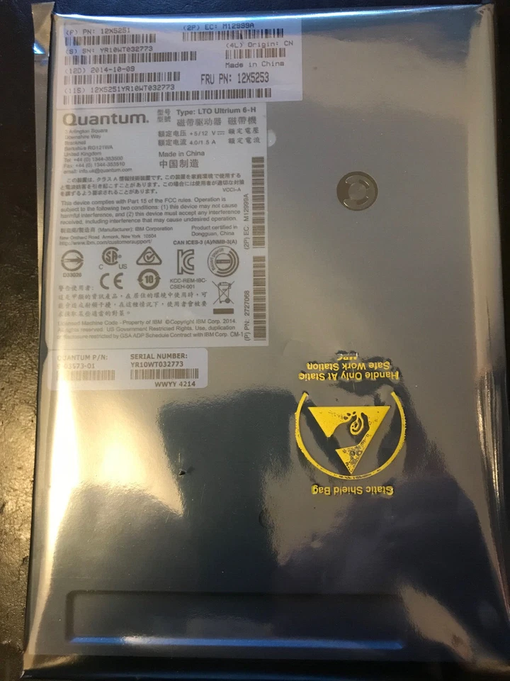 Quantum 12X5251 LTO6 SAS internal Tape DRIVE 12x5253 Half height DRIVE Lto-6 - Image 1 of 1