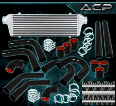 Tubería de 2,5" + Intercooler Turbo Montaje Frontal + Acopladores de Silicona + Abrazaderas de Perno en T Foto 1 de 3