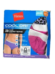 Hanes Cool Dri Womens Size M/6 Hipster No Pinch Panties Tagless 3ct Package New - Picture 1 of 2