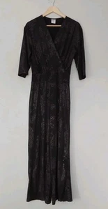 Kim & Co Brazil Jersey 3/4 Sleeve Wide Leg Jumpsuit Black Size Medium NEW QVC - Picture 1 of 3