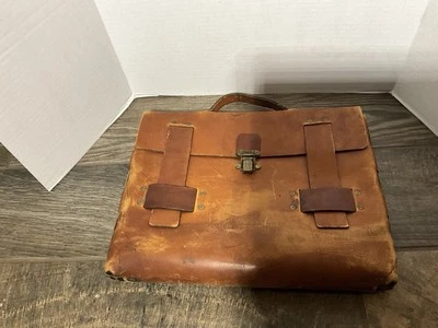 Retro Full Grain Leather Salesman’s Briefcase/Messenger Bag-Good Condition/Rare! - Image 1 of 4