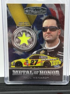 2011 PRESS PASS STEALTH RELIC SHEET METAL PAUL MENARD 02/99 - Image 1 of 2