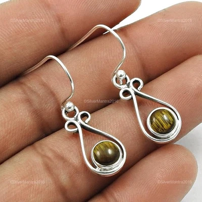 Naturale Tigre Occhio Argento Massiccio Anniversario Nuovo Pendente Figlia Gift - Immagine 1 di 4