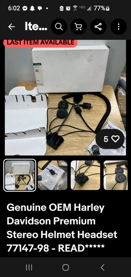 Harley-Davidson Premium стерео шлем гарнитура 77147-98A OEM новый - Изображение 1 из 1