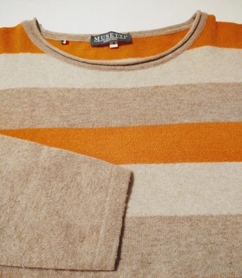 MUSETTI Women's Wool/CASHMERE Size 4 Brown, Beige & Orange Sweater MADE IN ITALY - Image 1 of 4
