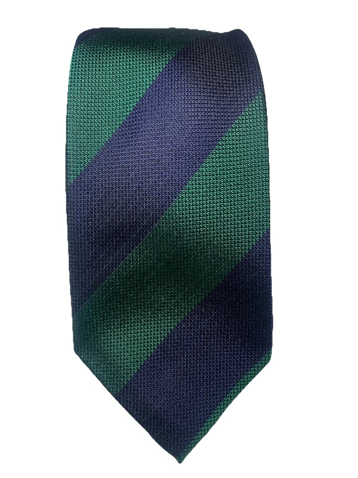 Gravata Tasso Elba azul e verde listra larga gravata estilo clássico preppy - Imagem 1 de 4
