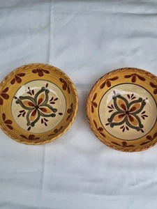Two Artimino Tuscan Countryside Sienna Yellow Earthenware Soup Pasta Bowls 8" - Picture 1 of 12