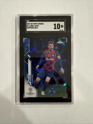 2019 Topps Chrome Sapphire UEFA #1 Lionel Messi SGC 10 - Image 1 of 2