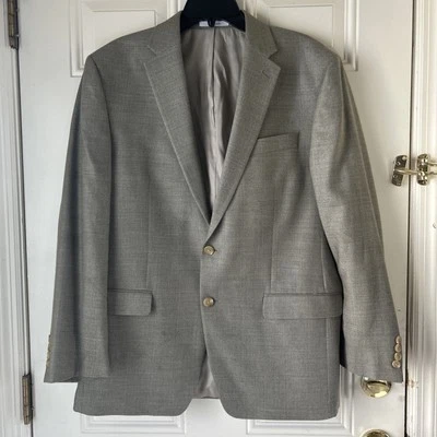 LAUREN Ralph Lauren Silk Wool Herringbone Suit Jacket sz 42R made in Italy Men's - Image 1 of 4