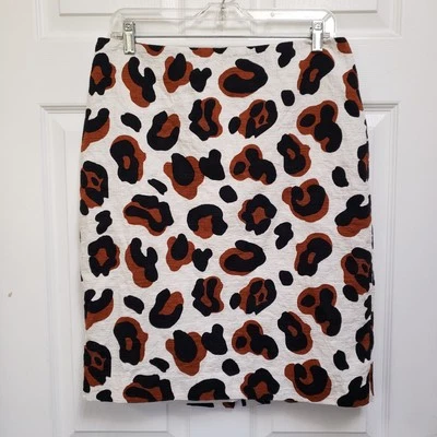 Женская юбка-карандаш Talbots белая черная коричневая с анималистическим принтом хлопковая с подкладкой 10 - Изображение 1 из 4