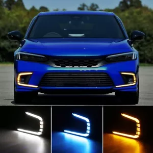 For Honda Civic 2021 2022 LED DRL Daytime Running Light Fog Lamp w/ Turn Signal - Picture 1 of 12