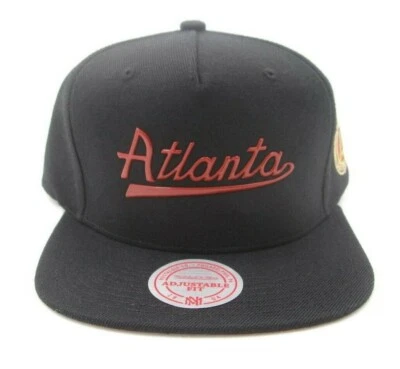 Nuevo Mitchell & Ness Atlanta United FC Trucker Snapback Ajustable Mezcla de Lana Sombrero Negro Foto 1 de 4