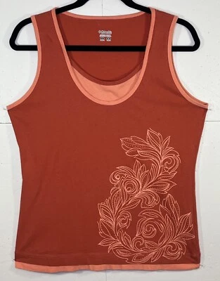 Camiseta sin mangas Columbia Sportswear L naranja aspecto en capas 100 % algodón nueva sin etiquetas Foto 1 de 4