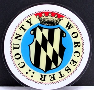 Placa de letrero de publicidad gráfica de plexiglás redonda Worcster County Sheild 10" CB - Imagen 1 de 3