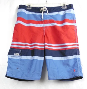 Polo Ralph Lauren Blue & Red Striped Swim Board Shorts Trunks Boy's XL (18-20) - Picture 1 of 2