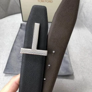 Tom Ford patrón lichi hebilla en T cinturón de cuero de vaca 40 mm 95 ~ 125 cm - Imagen 1 de 4
