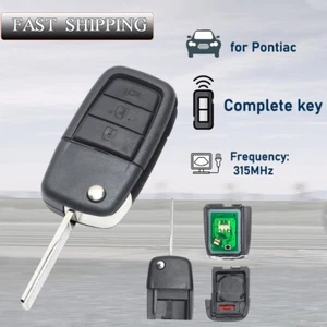 315MHz Flip Car Remote For Pontiac G8 2008 2009 Key Fob FCC: OUC6000083 3 Button - Picture 1 of 6