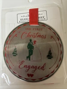 Christmas Ornaments Our First Christmas Engagement Engaged Ornament 3" Stainless - Picture 1 of 4