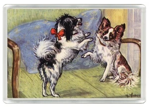 PAPILLON LITTLE DOGS DOG ART PRINT ACRYLIC NOVELTY FRIDGE MAGNET GREAT GIFT - Photo 1/1