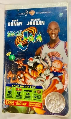 Space Jam w/ Collector's Coin (VHS, 1997 Clam Shell) WB Brand New Factory Sealed - Image 1 of 4