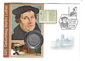 Numismatic letter Germany 5 DM 525th Birthday Martin Luther 2008 - Picture 1 of 1