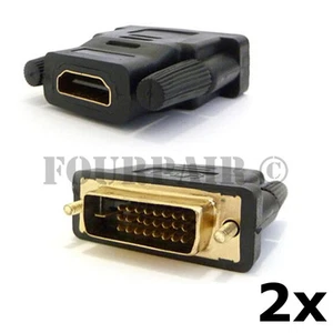 2 Pack Lot - DVI-D 24+1 Pin Dual Link Male to HDMI Female Adapter Converter PC - Picture 1 of 1