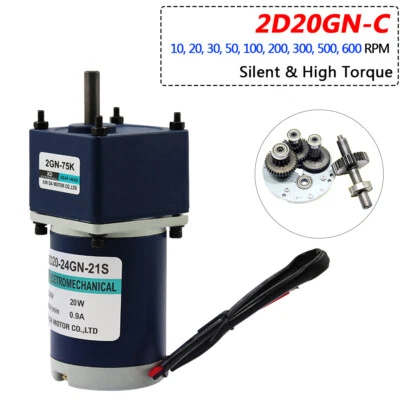 DC 12 V/24V 20 W Micro Silent Getriebemotor Metallg Motor 10~ 600 U/min 2D20GN - Bild 1 von 4