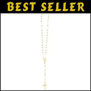 3mm Rosary Bead Necklace with Virgin Mary Medal - Hypoallergenic Silver & Gold - Picture 1 of 9