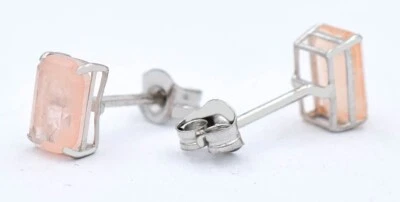 GENUINE 1.12 Cts MORGANITE STUDS EARRINGS 14K YELLOW GOLD - Free Appraisal - Image 1 of 4