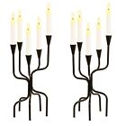 5 Arms Candelabra Candle Stand, 2 Pcs 16 Inch Tall Black Decorative Candelabr...