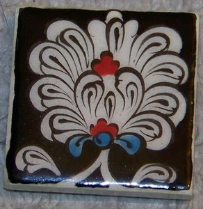 Imán de refrigerador de cerámica con patrón de clavel turco Iznik de 2"x2" - Imagen 1 de 2