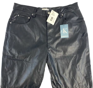 Calvin Klein Men's Faux Leather Pants Classic Fit Black New Size 33 x 30 - Picture 1 of 6
