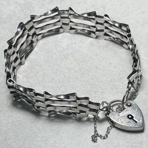 Vintage 925 sterling silver gate link bracelet 8g, London hallmark made 1979 - Picture 1 of 10