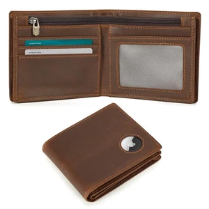 Polare Men's RFID Blocking Cowboy Genuine Natural Crazy Horse Leather Bifold ... - Picture 1 of 9