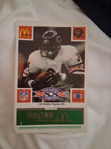 1986 McDonald's Play & Win - All-Star Team Walter Payton Green Tab - Picture 1 of 2