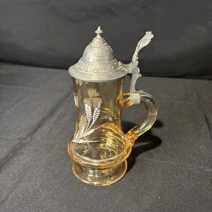 Vintage Glass German Beer Lidded Stein - Picture 1 of 6