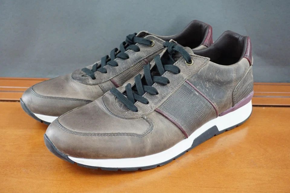 Bruno Magli Beta Shoes Mens 11.5 Brown Leather Lace Up Low Top Sneakers Casual - Image 1 of 4