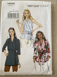 V8926 Vogue Loose Fitting Wrap Top Pattern Misses  Size Xsm Sml Med - Picture 1 of 2