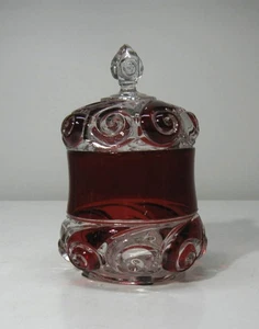 EAPG *** RUBY STAINED - COVERED SUGAR -SNAIL - 1890'S ERA - BY DUNCAN GLASS. - Picture 1 of 5