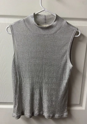 Melrose Silver Glitter  Sleeveless Party Knit Top Womens Medium Shell Tank Top - Image 1 of 4