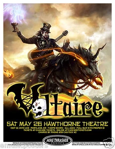 VOLTAIRE 2012 PORTLAND CONCERT TOUR POSTER - Dark Cabaret, Death Rock Music - Picture 1 of 1