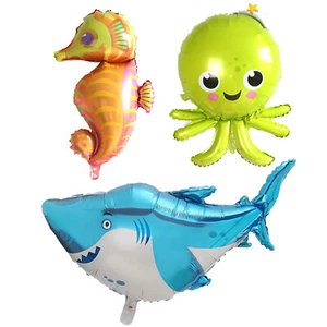 Sea Ocean Party Balloons, Shark Octopus Sea Horse Birthday Balloons - Picture 1 of 1