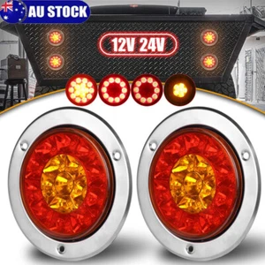 2X 4" Round LED Tail Light Stop Brake Indicator Reverse Truck Trailer UTE 12/24V - Picture 1 of 12