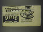 1946 Steero Chicken Bouillon Cubes Ad - No chicken in the pot for this
