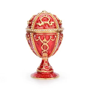 QIFU Easter Egg Style Hand Painted Enamel Trinket Box with Hinged Red - Picture 1 of 5