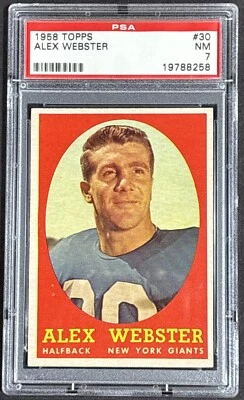1958 Topps #30 Alex Webster NM Near Mint PSA 7 Card New York Giants NFL Champ - Image 1 of 4