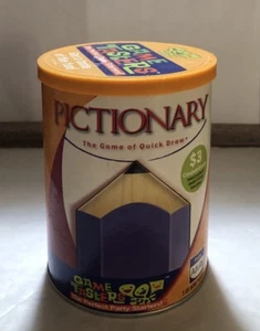 PICTIONARY Game Tasters- 2007 Hasbro - Travel game in a can - Picture 1 of 2